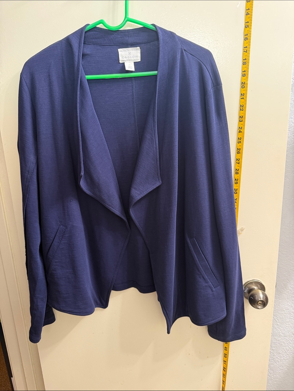 Caslon Navy Open-Front Draped Knit Blazer